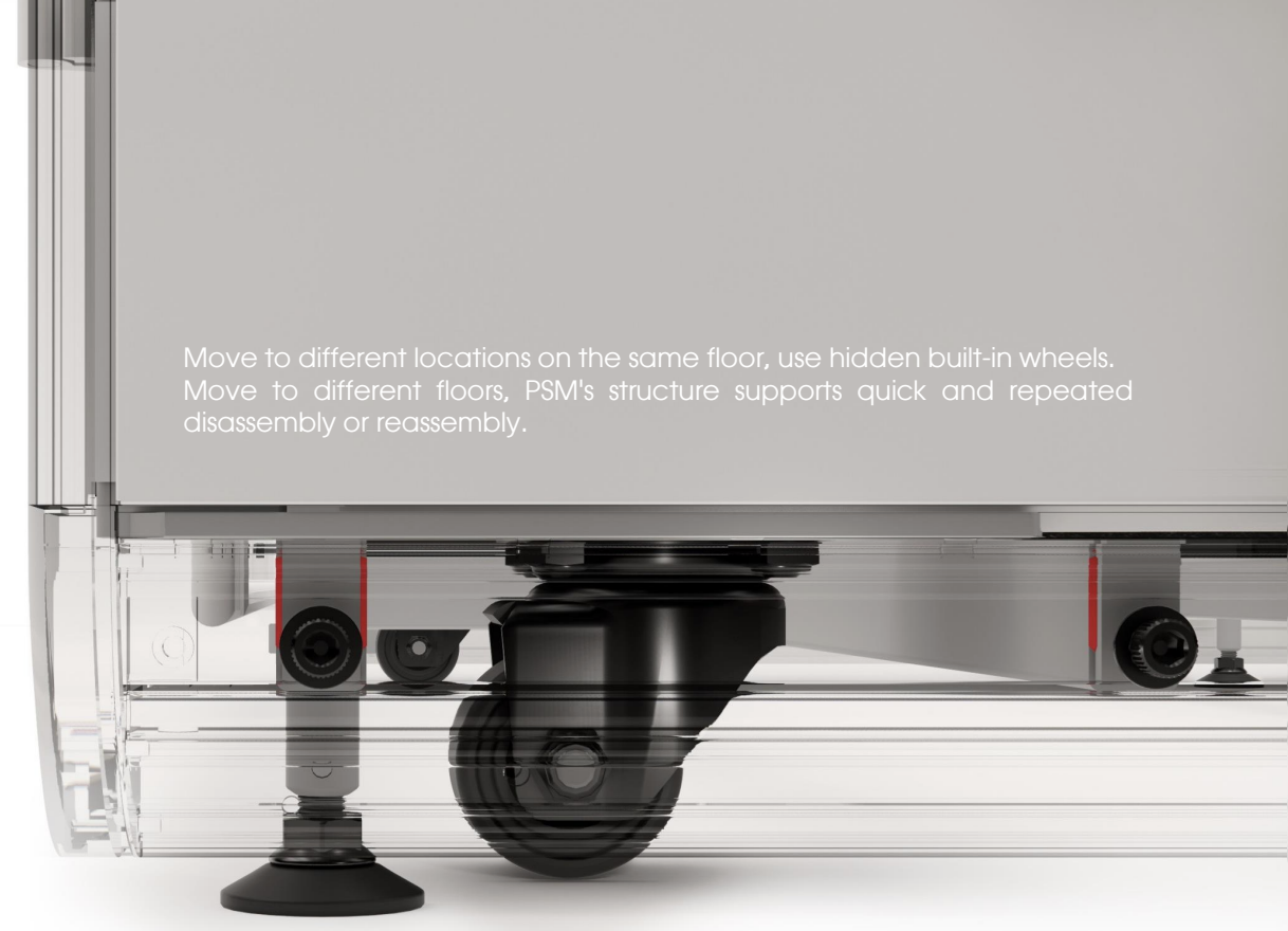 PSM hidden built-in wheels detail